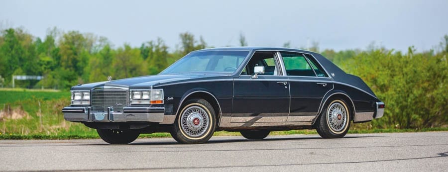 A Cut-Price Cadillac – 1985 Cadillac Seville to be auctioned; its estimate is just £9,500 to £12,600 ($12,000 to $16,000, €10,700 to €14,300 or درهم44,100 to درهم58) through RM Auctions’ 2019 Auburn Spring sale in Auburn Auction Park from 29th May to 1st June 2019, Indiana; the perfect car for any hip-hop or ‘Dallas’ devotee.