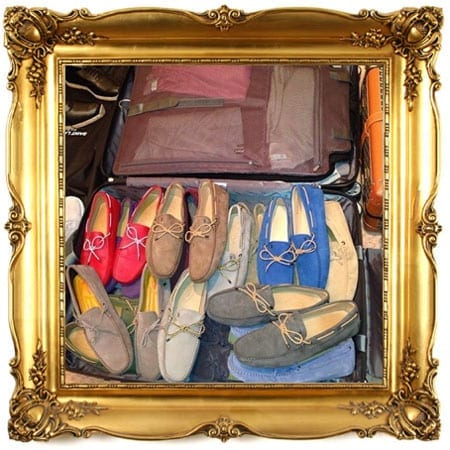 A suitcase full of Tod's: "6 days in Monaco, 13 pairs of Tod’s #confessionsofanoverpackerby bradkush"