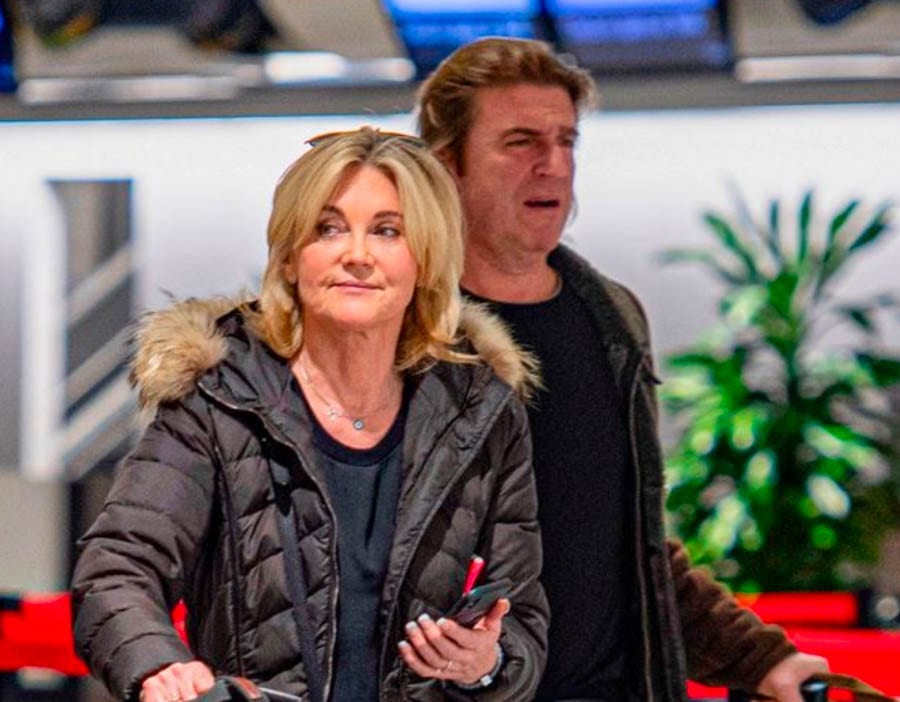 Angry Anth’ – Anthea Turner swings into action to resolve a row with her magic mushroom loving fiancé Mark Armstrong at Heathrow Airport.