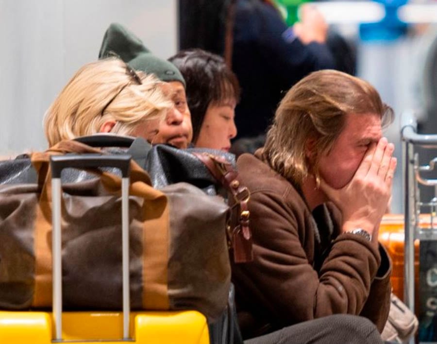 Angry Anth’ – Anthea Turner swings into action to resolve a row with her magic mushroom loving fiancé Mark Armstrong at Heathrow Airport.