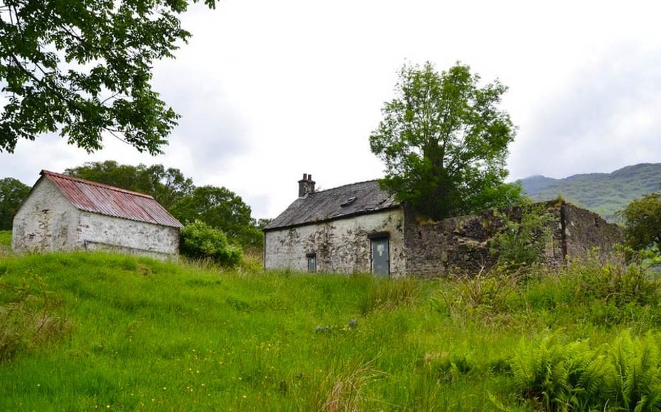 The Bonnie Banks O’ Loch Lomond – Derelict cottage for sale with 2.44 acres of land – Doune Cottage, Ardlui, Arrochar, Argyll & Bute, G83, Scotland, United Kingdom – For sale for £75,000 ($97,000, €84,000 or درهم358,000) through Galbraith