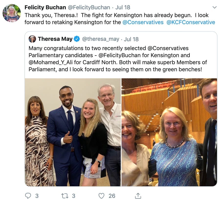 Borwick Binned – Kensington Tories: Lady Borwick out, Felicity Buchan – Kensington Conservatives bin ivory loving Lady Borwick in favour of local socialite and Brexiteer Felicity ‘Flicka’ Buchan.