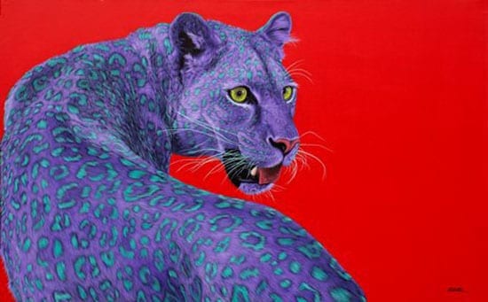 Galerie Dumonteil's "Leopard on Red" by Helmut Koller