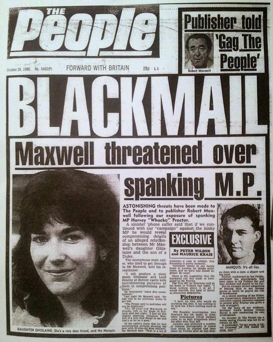With Friends Like These… Ghislaine Maxwell and Harvey Proctor – Ghislaine Maxwell’s relationships with sexual deviants were not limited to just Jeffrey Epstein; previously linked to ex-MP Harvey Proctor.