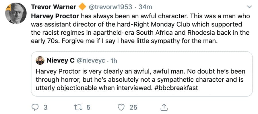 Hideous Harvey – ‘Headmaster Harvey’ Proctor makes a fool of himself – As “kinky ex MP” ‘Headmaster Harvey’ Proctor storms out of a BBC interview with Naga Munchetty, he again shows himself as an arrogant, self-entitled prick.