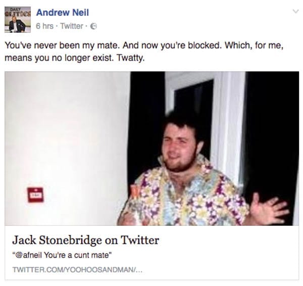 Trashing Trolls – Andrew Neil @afneil makes a fool of Twitter troll Jack Stonebridge @yoohoosandman