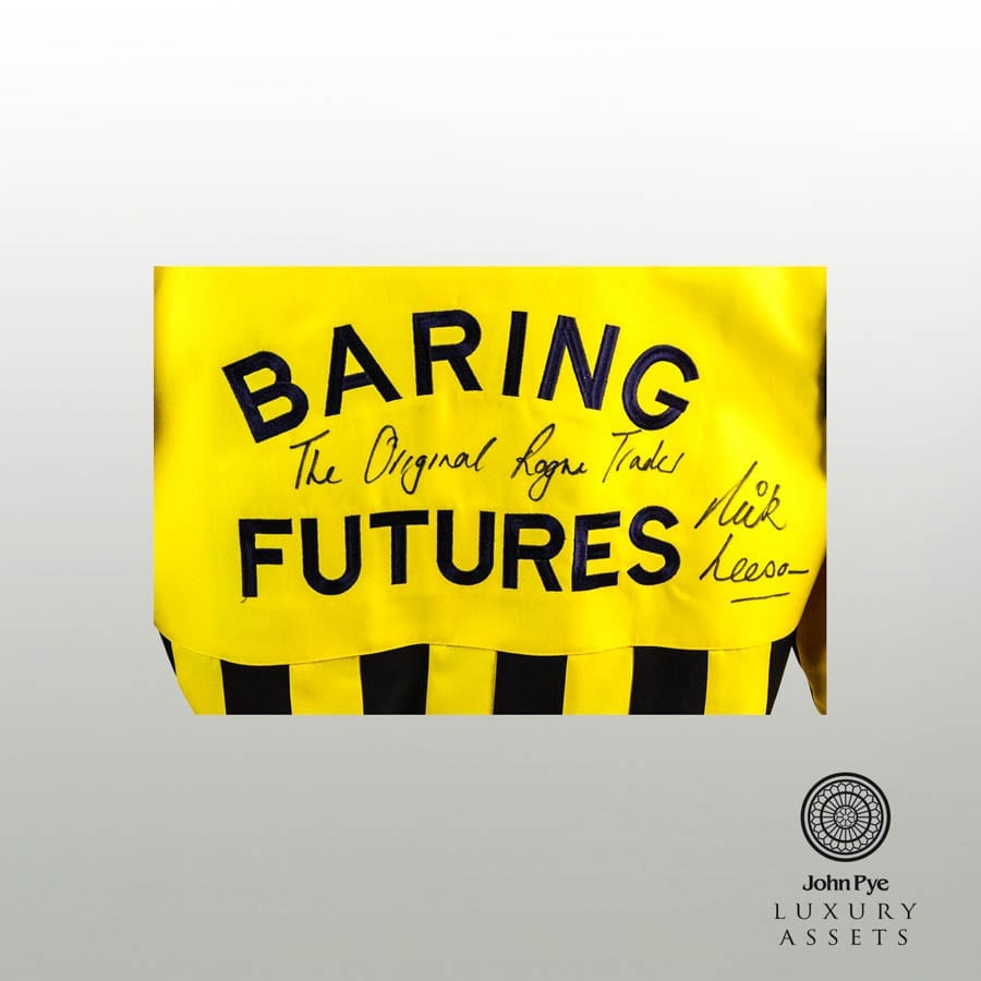 Breaking a Jacket – Baring jacket signed by Nick Leeson to be sold – Barings jacket signed by rogue trader Nick Leeson to be auctioned; the original sold for £21,000 in 2007 by John Pye Luxury Assets in July 2017. Estimate: £200 to £300 ($257 to $385, €226 to €340 or درهم943 to درهم1,400).