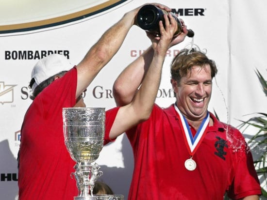 John Goodman in happier times after winning a polo game sponsored by jet manufacturers Bombardier