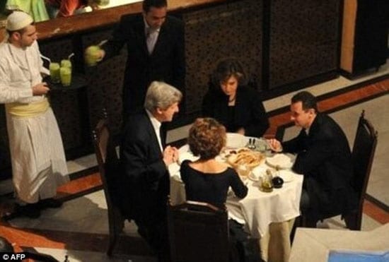 John Kerry dines with Bashar al-Assad and their wives Teresa Kerry-Heinz and Asma al-Assad