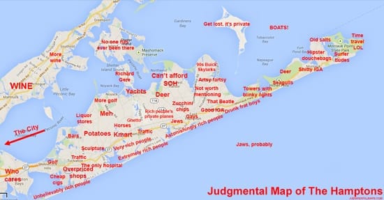 Judgmental Map of The Hamptons