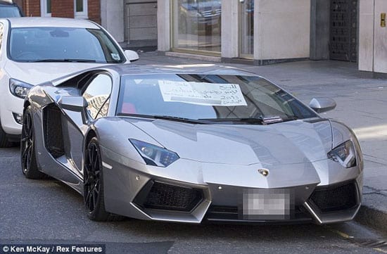 The £320,000 Lamborghini Aventador currently parked and being marketed in Sloane Street