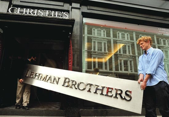 A Lehman Brothers sign sold for just £9,375 at Christie's in London on 17th September 2013