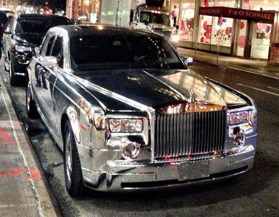 Rolls-Royce Phantom wrapped in New York in silver foil