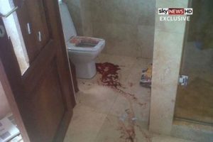 The blood spattered bathroom as shown on SKY News