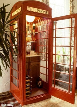 A phone box cocktail bar