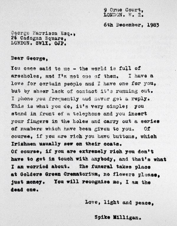 Spike Milligan letter