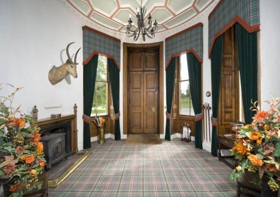 The entrance hall celebrates Netherby Hall's proximity to the Scottish border