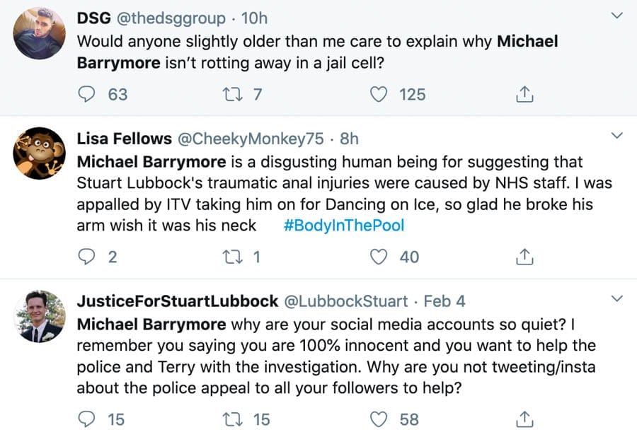 The Baloney of Barrymore – Michael Barrymore disgraces himself again – Michael Barrymore’s bizarre rant prior to Channel 4’s documentary about the death of Stuart Lubbock proves him a lying maniac; the crazed nutjob has now also blocked ‘The Steeple Times’