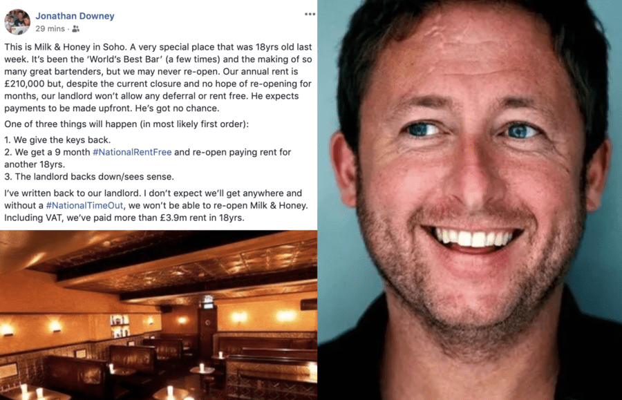 The Dry Land of No Milk & No Honey – Milk & Honey Soho likely to close – Jonathan Downey, owner of London’s Milk & Honey bar, takes to social media to announce he won’t be reopening without a rent holiday.