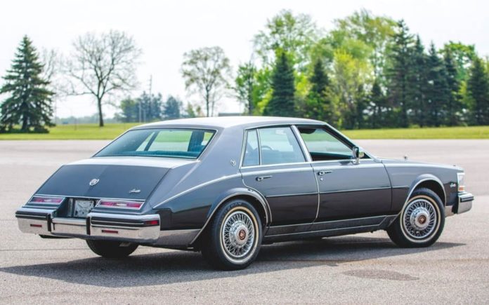 A Cut-Price Cadillac – 1985 Cadillac Seville to be auctioned; its estimate is just £9,500 to £12,600 ($12,000 to $16,000, €10,700 to €14,300 or درهم44,100 to درهم58) through RM Auctions’ 2019 Auburn Spring sale in Auburn Auction Park from 29th May to 1st June 2019, Indiana; the perfect car for any hip-hop or ‘Dallas’ devotee.