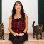 Barbarella-Buchner-and-her-two-pet-cats-Spider-and-Lugosi-1
