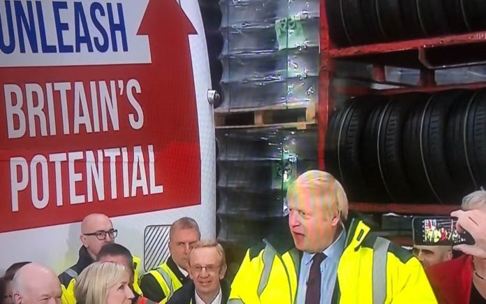 Bosie’s Not Got The Foggiest – Boris Johnson claims to clueless about fakery on a visit to Fergusons Transport in Washington, Tyne & Wear on Monday 9th December 2019 – Blathering bozo Boris Johnson proves himself as stupid as ever in being unable to answer a very simple question on Monday.