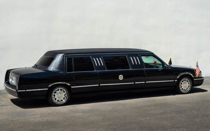 A Low-Cost Limo – Replica Clinton Cadillac One to be auctioned – Perfect car for Hillary Clinton to be auctioned for just £7,800 in Indiana; replica Cadillac One truly is worthy of the name ‘The Beast’ – 1999 Cadillac Deville Presidential-style state limousine by Superior Coach to be sold for £7,800 to £11,700 ($10,000 to $15,000, €8,800 to €13,100 or درهم36,700 to درهم55,100) at their 30th August to the 2nd September auction by RM Sotheby’s at their Auburn Fall sale.