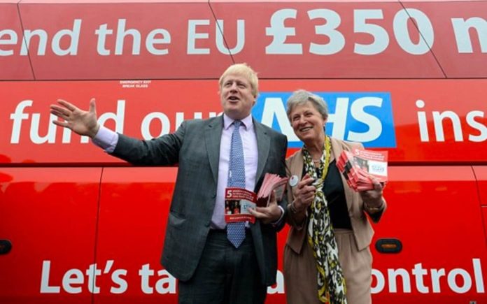 Gobby Gisela – Vote Leave’s Gisela Stuart should be ashamed of herself – The sheer arrogance of Vote Leave’s Gisela Stuart has yet again been illustrated – Pictured above: Gisela Stuart with Boris Johnson and the disgraceful Brexit “bus of lies” during the 2016 Brexit referendum campaign.
