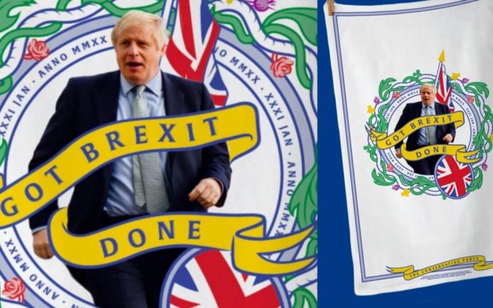 A Wishy Washy Washup – £12 ‘Got Brexit Done’ Tory tea towel – Boris Johnson’s launch of a range of limited edition tea towels celebrating Brexit sums up the damp deal he’s “achieved” perfectly.