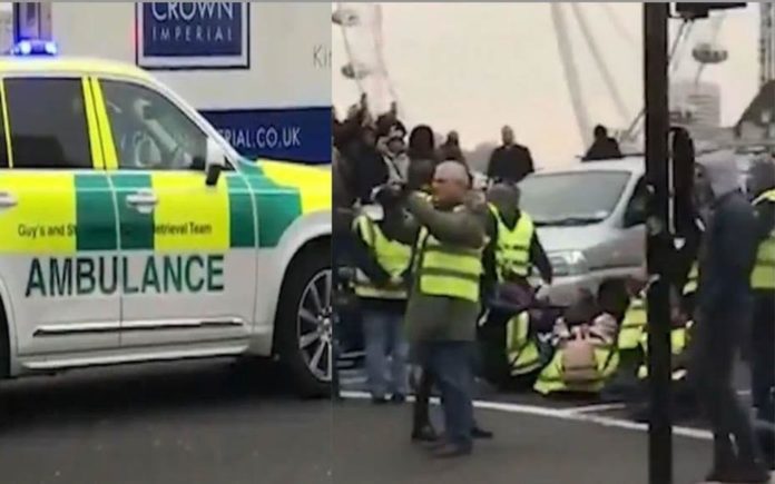 Leave Ambulances Alone – Brexiteers blockade an ambulance – Brexiteers in yellow vests shockingly take pride in blocking an ambulance from Guy’s and St Thomas’ hospital on Westminster Bridge.