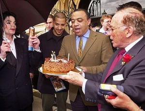 May justice be served – Lord Janner (right) with Michael Jackson, David Blaine and Paul Boateng MP in 2002