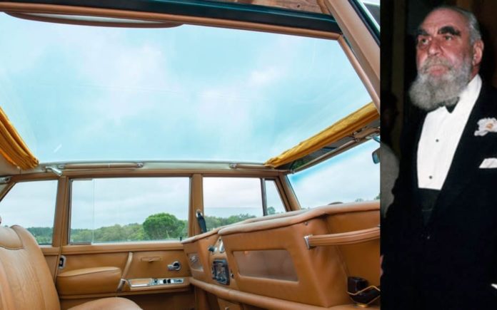 A Louche Limo – 1966 Mercedes-Benz 600 sedan by Henri Chapron of Paris complete with ‘Jimmy Savile-esque’ fold-down bed to be auctioned as part of the Sáragga Collection by RM Sotheby’s near Comporta, Portugal on 21st September 2019; it was created for the eccentric Armenian oil magnate Nubar Gulbenkian.