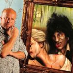 Paul-Karslake-FRSA-with-his-portrait-of-his-former-brother-in-law-Ronnie-Wood-1