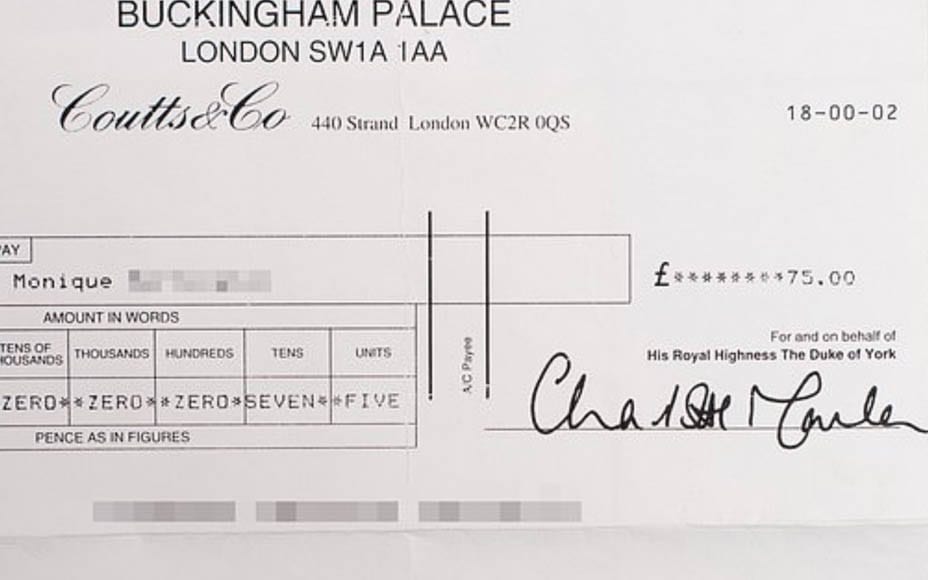 The Cheque Doesn’t Lie – Prince Andrew’s cheques speak volumes – The release of a photograph of a cheque from Prince Andrew to Monique Giannelloni is further evidence of his sordid ways.