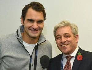 Tennis legend Roger Federer with House of Commons Speaker John Bercow