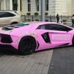 The-pink-Lamborghini-parked-in-Exhibition-Road-on-Sunday-10th-April-2016
