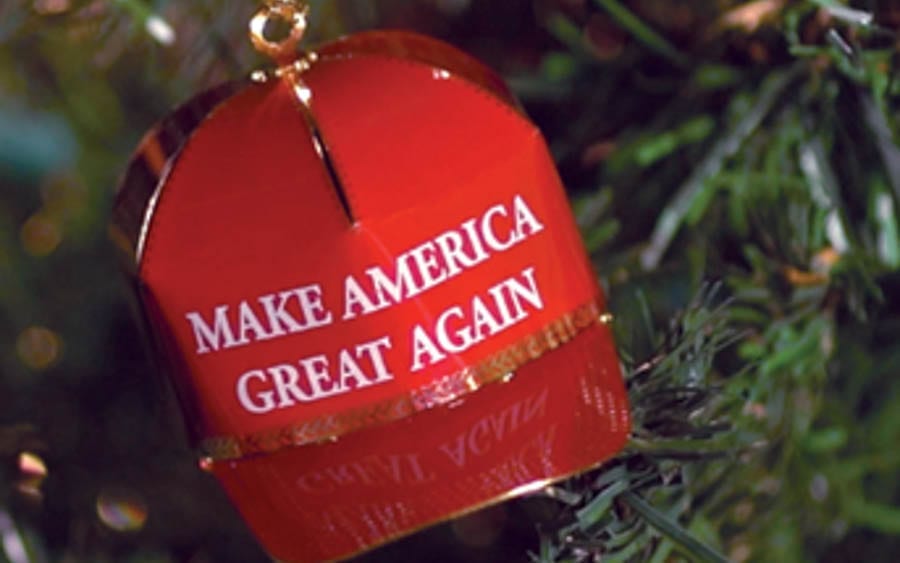 Trumping Christmas – Donald Trump Christmas red cap bauble