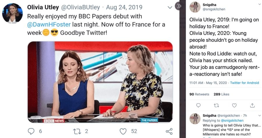Moron of the Moment – Bigmouthed berk Olivia Utley on Brexit – Rent-a-gob stand-in for Rod Liddle at ‘The Sun’ Olivia Utley shows herself to be nothing but a big-mouthed berk in banging on about Brexit; she should eff off!