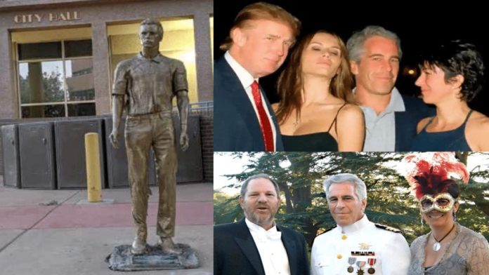 Remembering Jeffrey Epstein Albuquerque Style – Statue of late billionaire sex beast Jeffrey Epstein mysteriously appears outside City Hall in Albuquerque, New Mexico (and is promptly removed by officials).