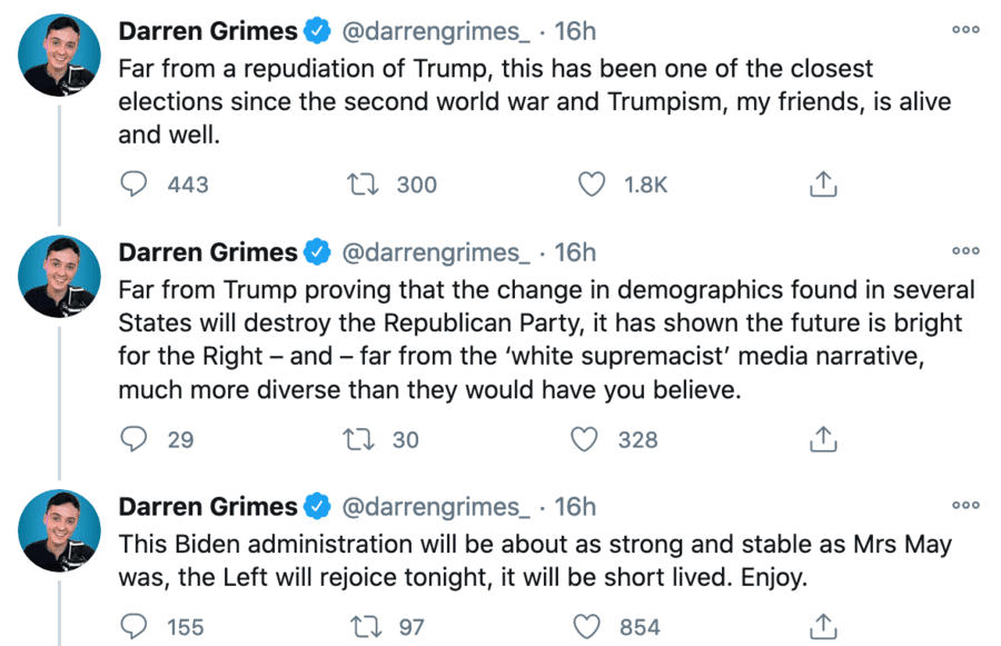 Dopey Darren on Defeated Donald – Darren Grimes on Trump defeat – Dopey Darren Grimes claims Donald Trump will win again in 2024 and crazily announced “Trumpism is alive and well.”