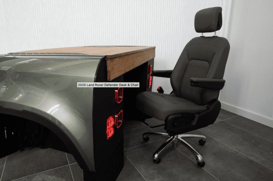 A Defender Desk – Jaguar Land Rover Defender desk for £10,000 – As more and more people work from home, how about an unusual desk? Jaguar Land Rover have made one out of a Defender and it’ll set you back a pretty penny – An estimate of £5,000 to £10,000 ($6,700 to $13,300, €5,600 to €11,100 or درهم24,500 to درهم48,900) by Bonhams and proceeds from the auction of the item at Bicester Heritage on 11th December 2020 will benefit the StarterMotor and NSPCC Boole House charities.