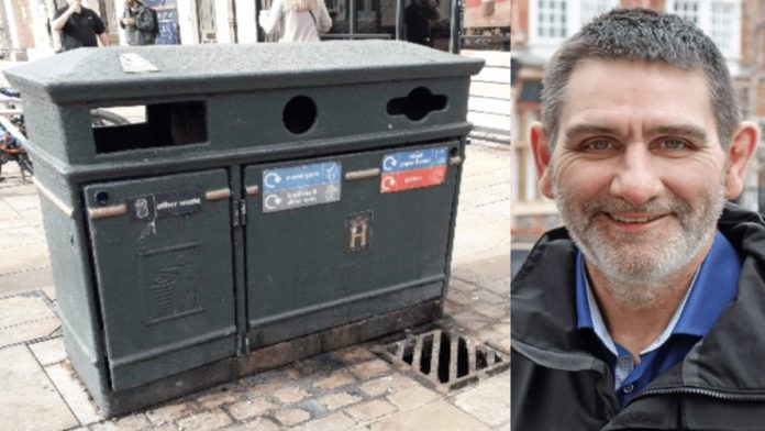 Put a Bloody Bin in it! Chaos in Henley-on-Thames over bins – “Waste expert” Henley-on-Thames deputy mayor councillor David Eggleton resigns over ding-dong over a decision about 22 new ‘heritage’ bins; two of the bins are remarkably solar powered and in total are set to cost a staggering £19,000.