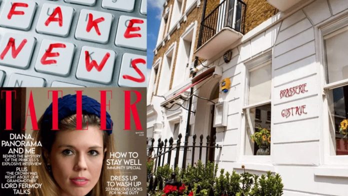 Tatler Tells Fake Tales 2021 – Tatler lauds Chelsea restaurant Brasserie Gustave, 4 Sydney Street, SW3 which closed in August 2016 in May 2021 – ‘Tatler’ magazine called out for suggesting a Chelsea restaurant that closed down in 2016 as a “hot spot” post ‘Lockdown 3.0’ ending in 2021.