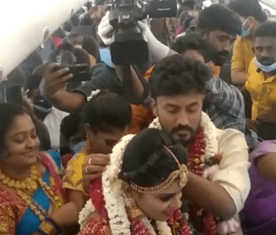 Indian variant COVID-19 wedding on a plane