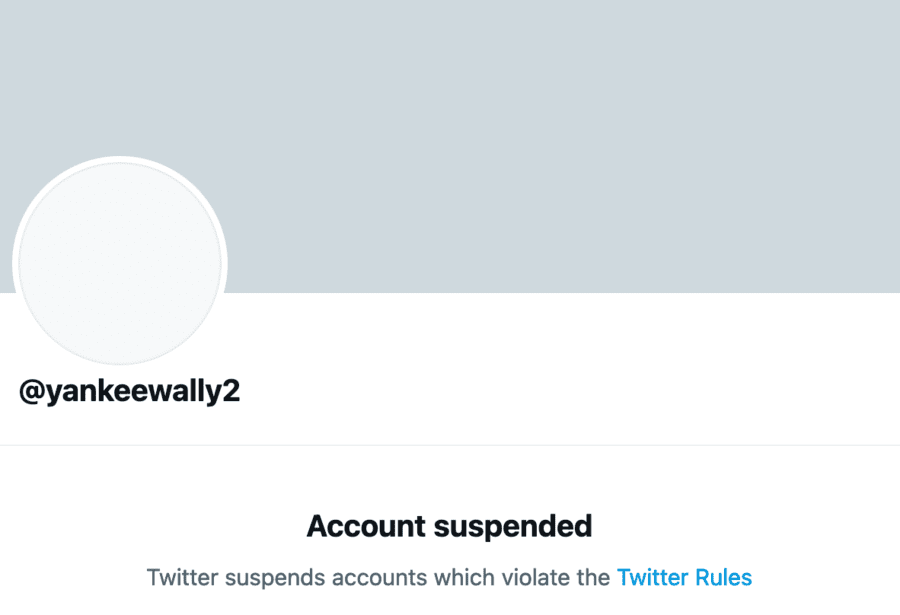 Yankee Wally Twitter suspended