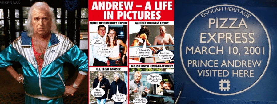 Prince Andrew laughing stock Jimmy Savile Pizza Express