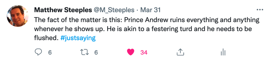 Matthew Steeples Tweet
