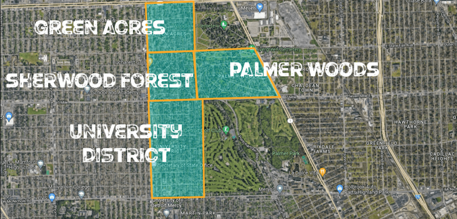 Palmer Woods map