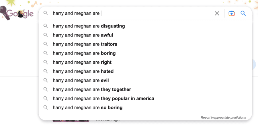 Harry and Meghan Google