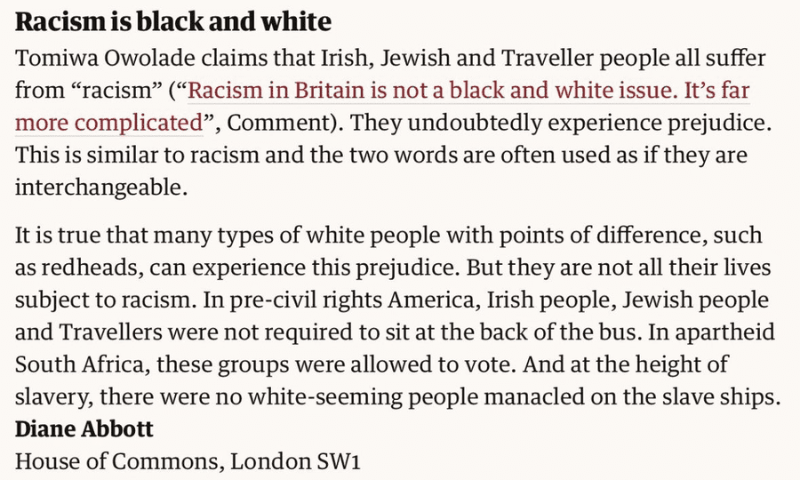 The Observer racist letter